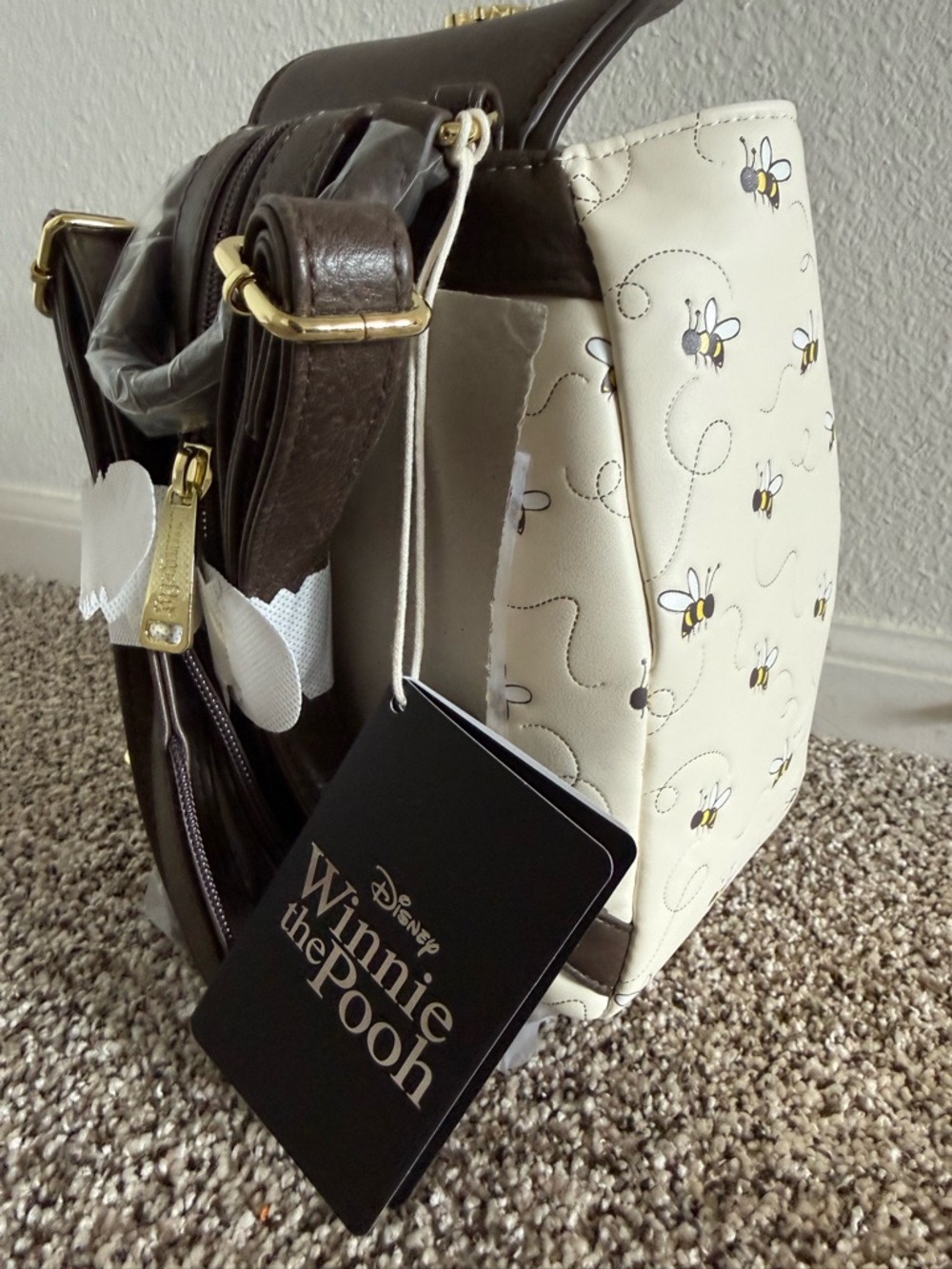 Loungefly Disney Pooh bee Mico Mini Backpack in Cream, Black & Yellow, NWT - Picture 7 of 9